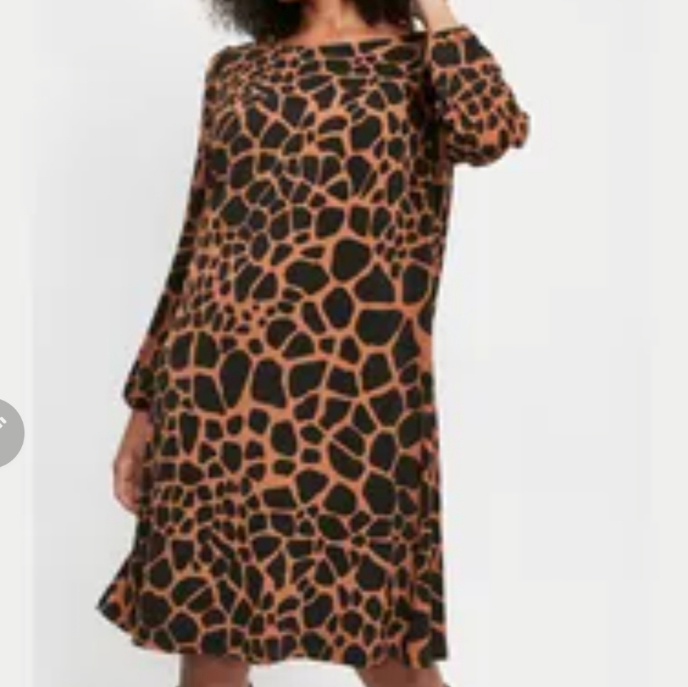 EVANS mobwife giraffe animal print brown black dress 16